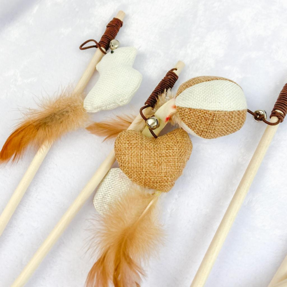 🚀隔日到貨🚀萌寵要當家 有喵病 台灣現貨 木桿逗貓棒 逗貓棒 貓玩具-細節圖7