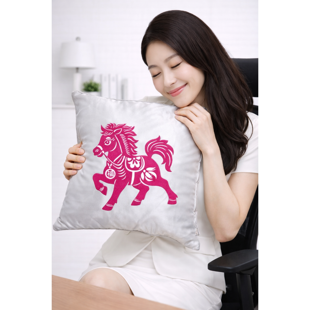Lucky Horse 抱枕/座靠墊（紫紅寶馬款）-規格圖3