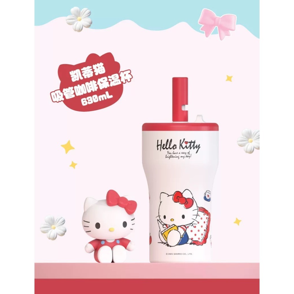 【現貨】三麗鷗凱蒂貓、HelloKitty、吸管保溫杯、咖啡杯、冷溫杯、316不銹鋼杯、630ml-規格圖3
