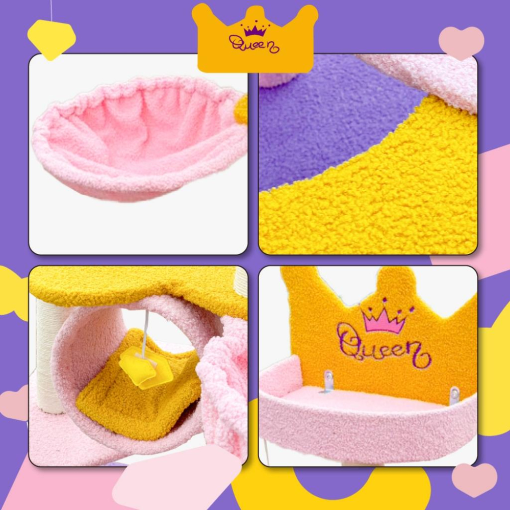 【 有喵病 台灣現貨】  女王皇冠貓爬架雙層 貓爬架 貓抓柱 - 汪喵日總匯-細節圖3