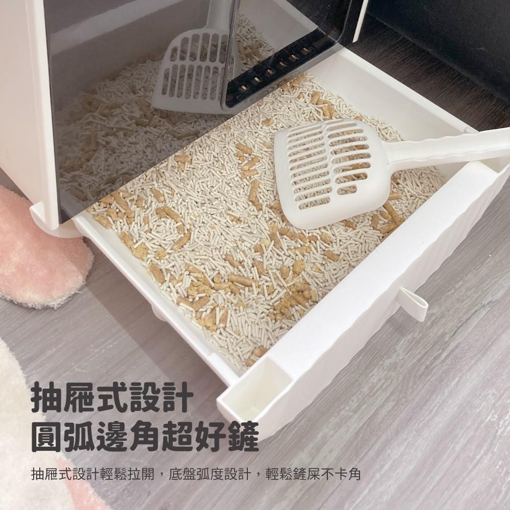 【 有喵病 台灣現貨】  高雅弧形封閉式貓砂盆(綠)(粉)(白) 下殺優惠 屋型貓盆 - 汪喵日總匯-細節圖4