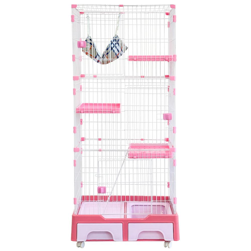 【 有喵病 台灣現貨】抽屜式貓砂盆三層貓籠 四層貓籠 抽屜式貓砂盆貓籠 寵物籠 貓咪籠 - 汪喵日總匯-細節圖8