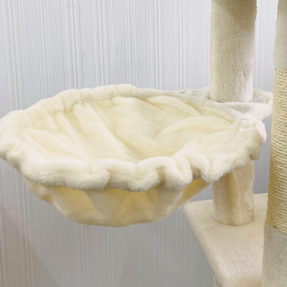 【 有喵病 台灣現貨】  絨布多功能貓跳台 貓爬架 貓抓柱 優惠價 米色 - 汪喵日總匯-細節圖5