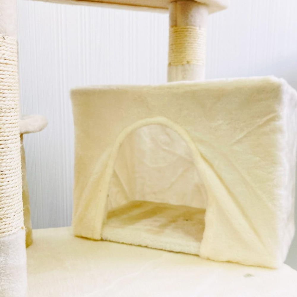 【 有喵病 台灣現貨】  絨布多功能貓跳台 貓爬架 貓抓柱 優惠價 米色 - 汪喵日總匯-細節圖6