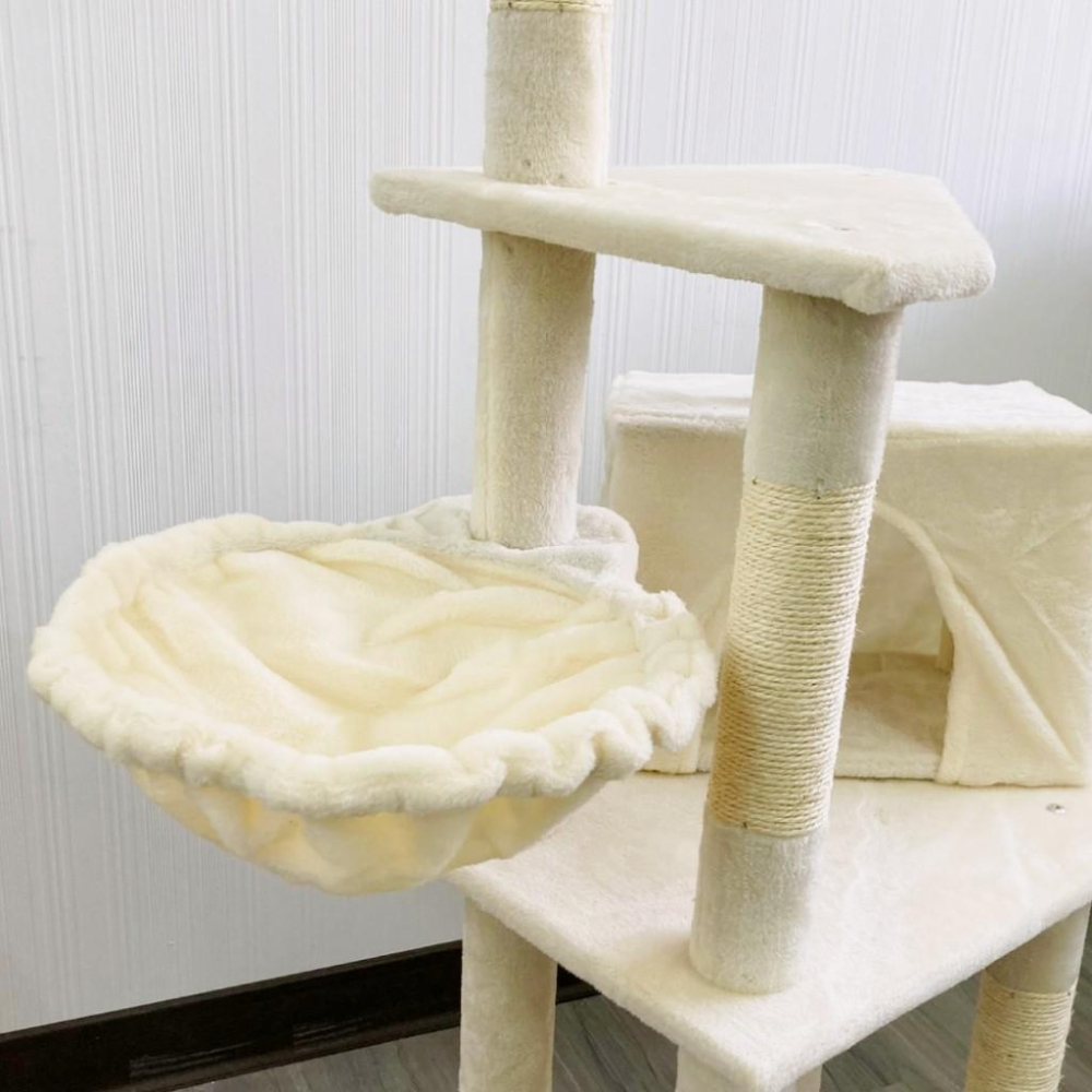 【 有喵病 台灣現貨】  絨布多功能貓跳台 貓爬架 貓抓柱 優惠價 米色 - 汪喵日總匯-細節圖7