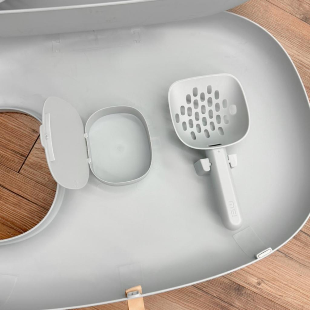 毛寵星人【有喵病 台灣現貨】 簡約不帶砂抽屜式貓砂盆 貓砂盆 貓砂鏟 大空間 貓廁所-細節圖4