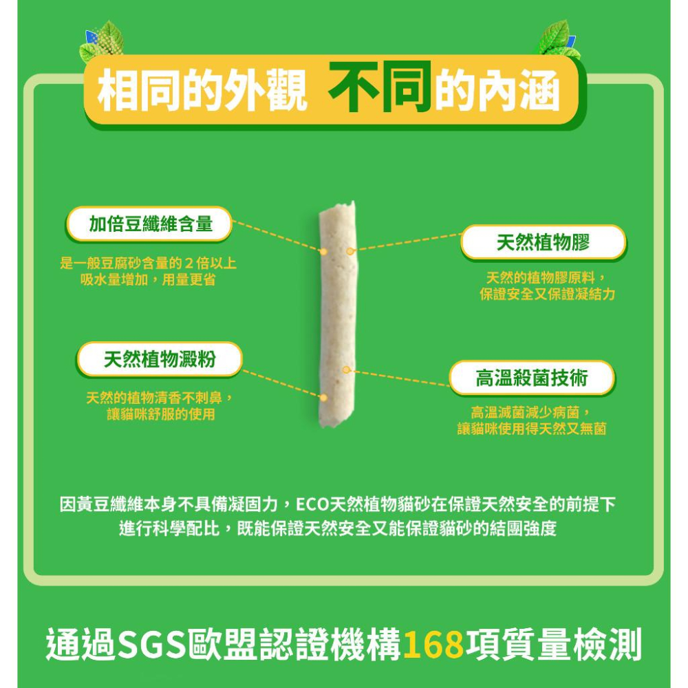 毛寵星人【ECO 艾可豆腐砂系列 】貓砂 凝結力強 瞬吸力強 低粉塵 7L(2.8kg)-細節圖5