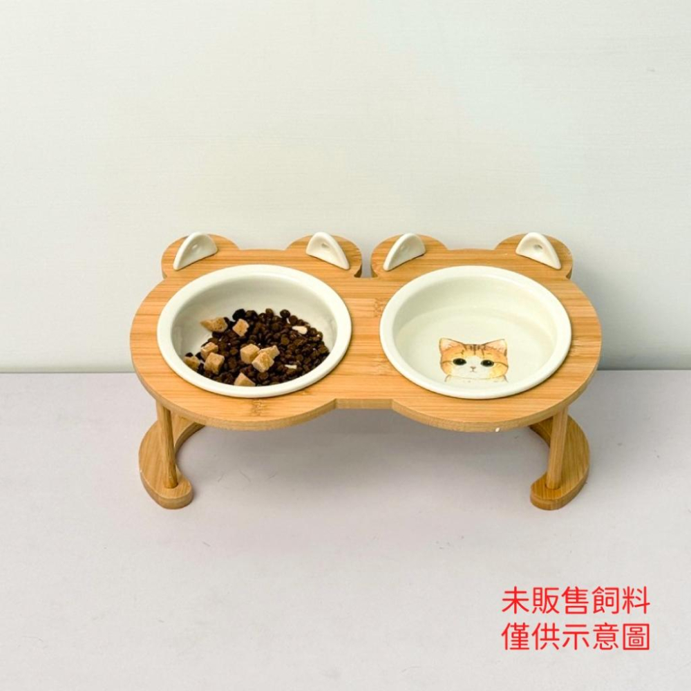 毛寵星人【有喵病】台灣現貨 雙耳攪拌棒陶瓷碗 可調木架陶瓷碗 單雙碗 單碗 雙碗 貓碗 狗碗-細節圖3