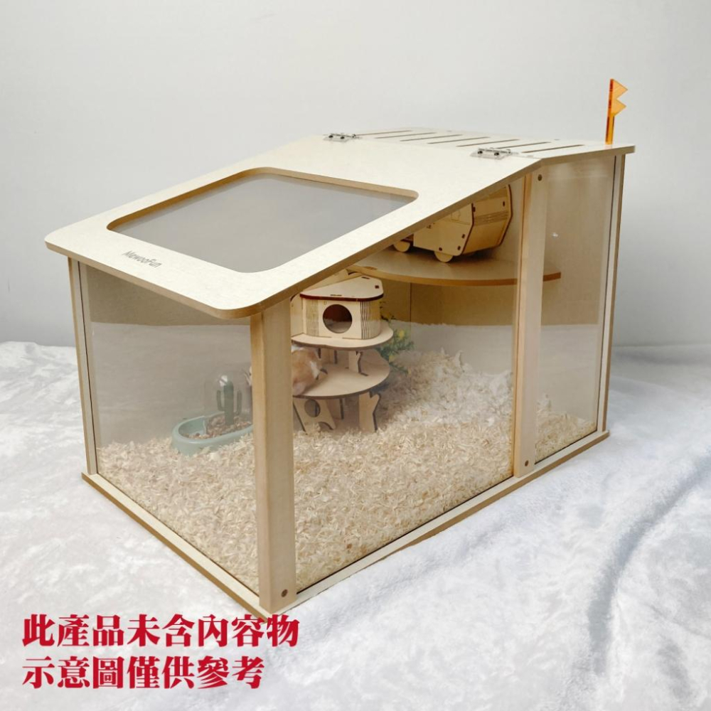 毛寵星人【寵物來了 台灣現貨】木質全景倉鼠籠 木質別墅倉鼠籠 倉鼠別墅 造景籠 飼養箱-細節圖7
