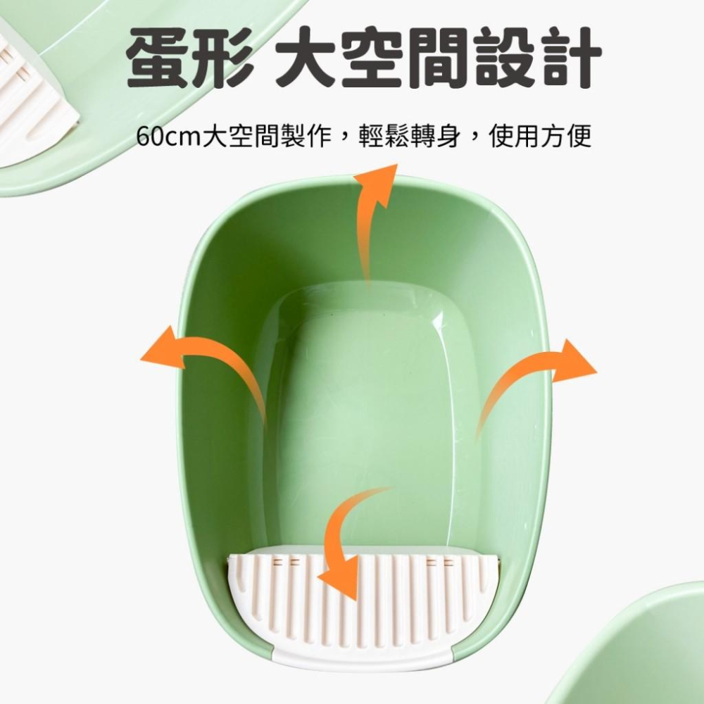 毛寵星人【有喵病 台灣現貨】蛋形半封閉貓砂盆 貓便盆 簡單式便盆 貓砂盆 貓砂鏟-細節圖7