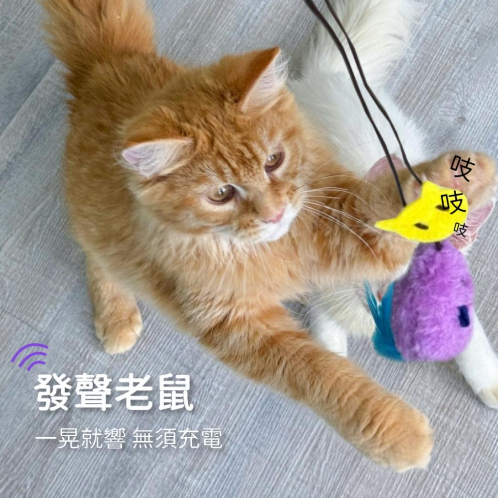 台灣現貨毛寵星人 有喵病 懸掛式發聲老鼠 逗貓老鼠 懸掛式 逗貓玩具 解悶自嗨仿聲叫叫鼠-細節圖6
