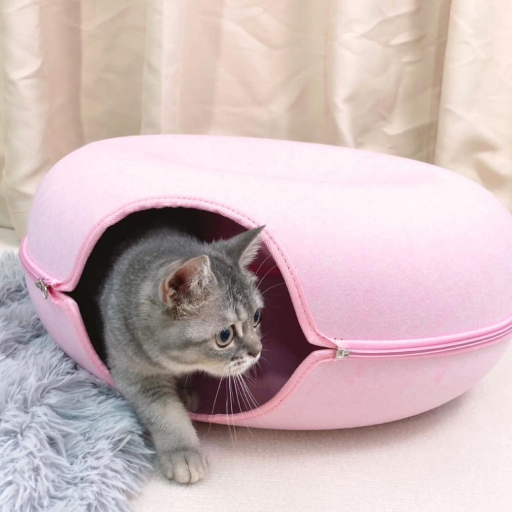 【大尾巴】台灣現貨有喵病 甜甜圈貓隧道 貓咪窩 寵物玩具毛氈貓窩 四季通用 貓玩具-細節圖3