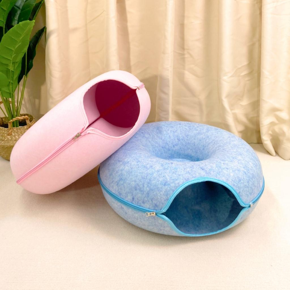 【大尾巴】台灣現貨有喵病 甜甜圈貓隧道 貓咪窩 寵物玩具毛氈貓窩 四季通用 貓玩具-細節圖4