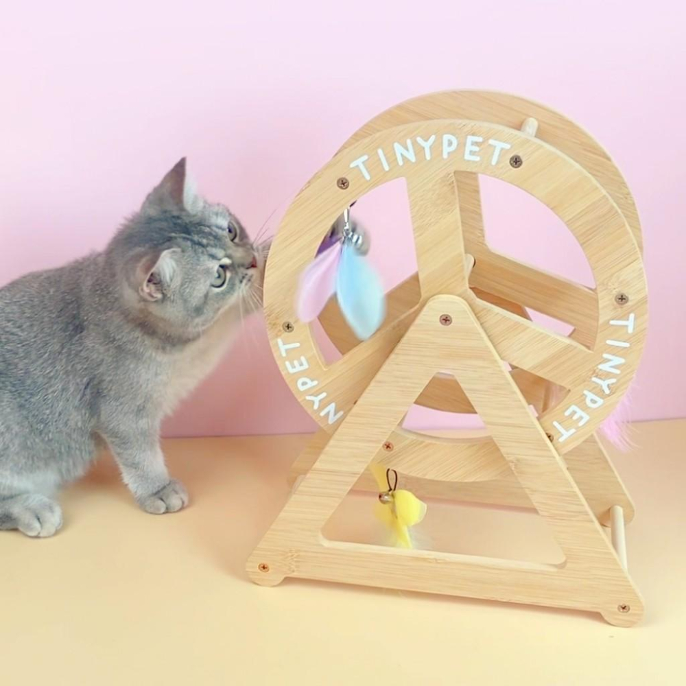 【大尾巴】有喵病 台灣現貨 喵來運轉逗貓摩天輪 逗貓棒 貓玩具 蝴蝶響紙貓咪玩具-細節圖3