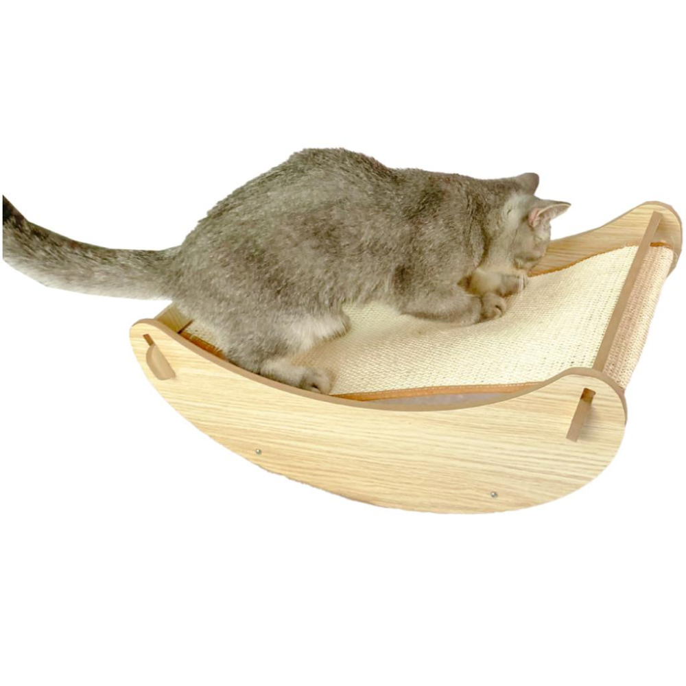 有喵病 台灣現貨 劍麻木質搖床 貓抓床 貓抓板 超耐抓 磨抓 劍麻抓板 貓床-細節圖2