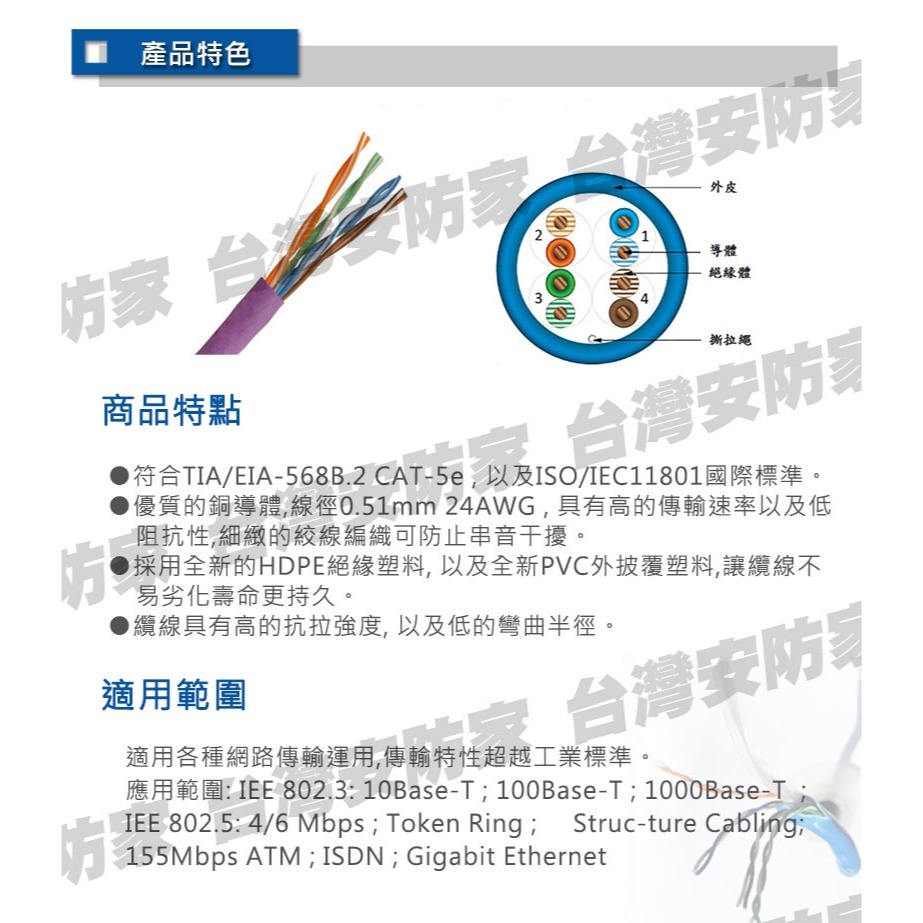 Cat5e 305M 箱 305米 卷 網路線 8芯 適 水晶頭 監視器 攝影機 非 cat6 控制線 絞線傳輸器-細節圖2