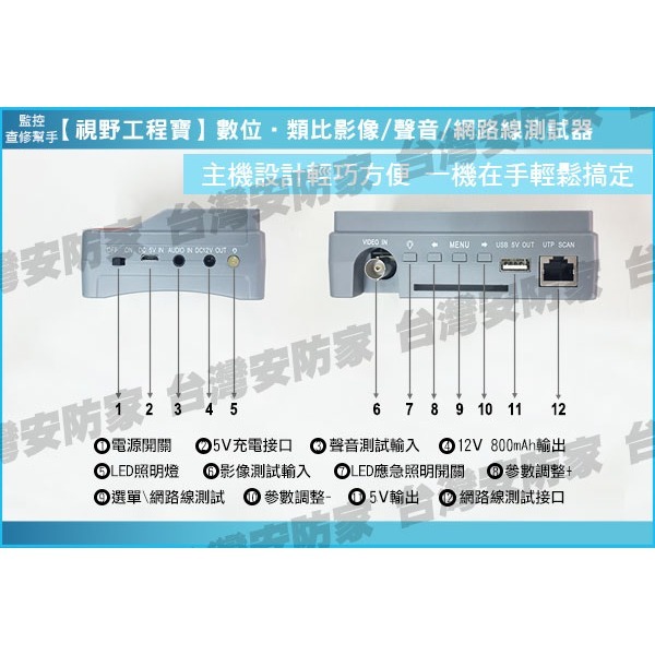 AHD 1080P 720P 2MP CVBS 螢幕 監控 影像 顯示器 工程寶 測試 小 螢幕 非 TVI CVI-細節圖4