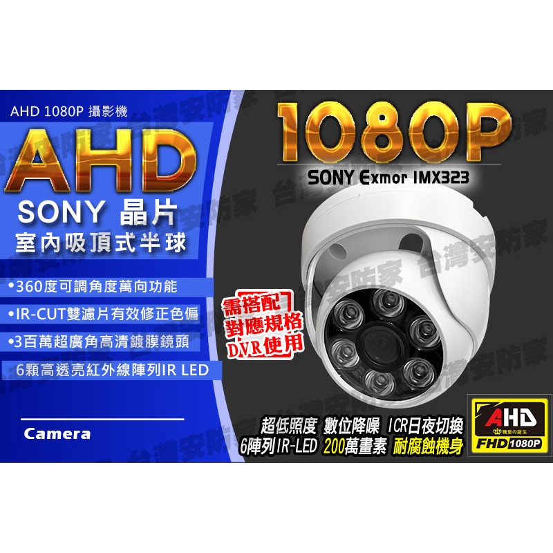 AHD 1080P SONY 晶片 2.8mm 紅外線 吸頂 半球 室內 攝影機 LED 監視器 監控 超廣角 鏡頭-細節圖2