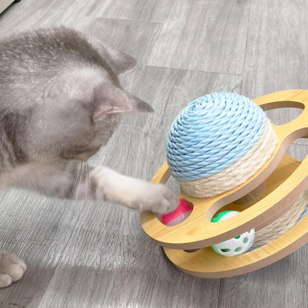 台灣現貨驕傲貓狗 有喵病 小行星劍麻軌道玩具 劍麻球 貓玩具 魔爪玩具 鈴鐺球 逗貓-細節圖5