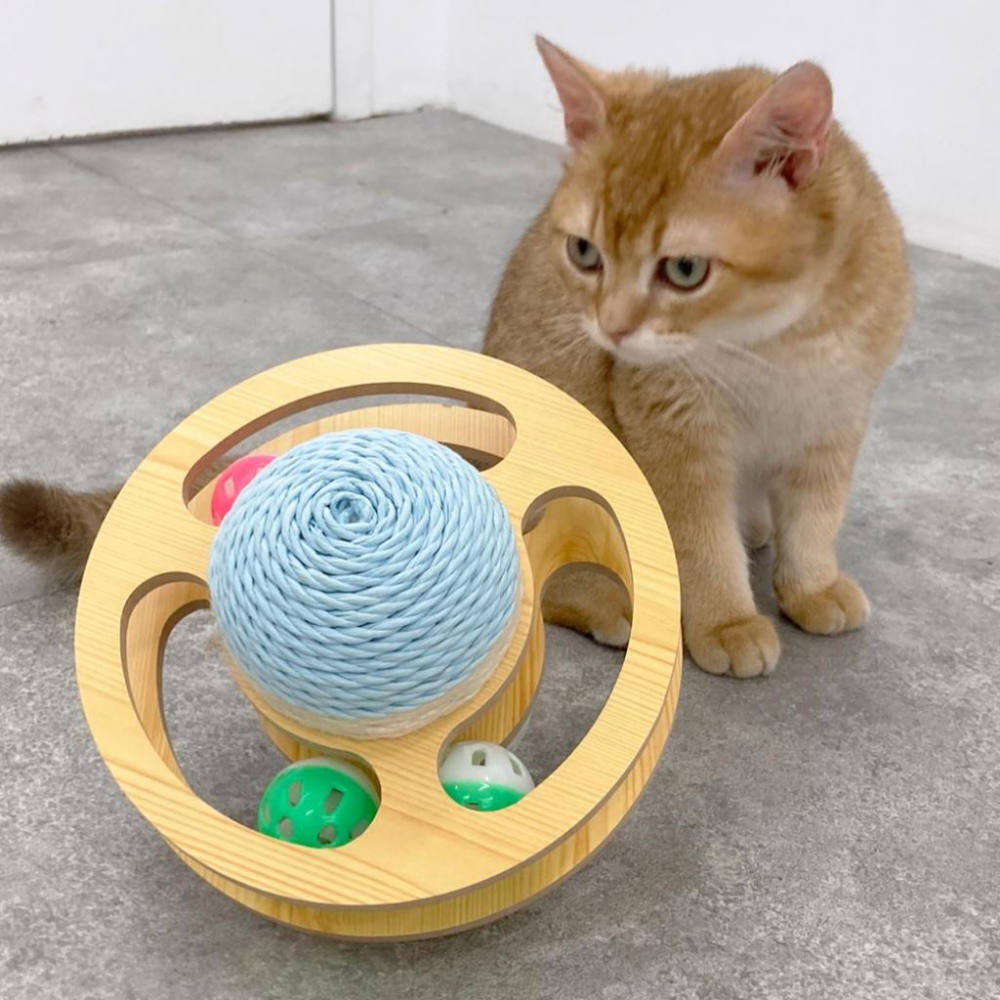 台灣現貨驕傲貓狗 有喵病 小行星劍麻軌道玩具 劍麻球 貓玩具 魔爪玩具 鈴鐺球 逗貓-細節圖6