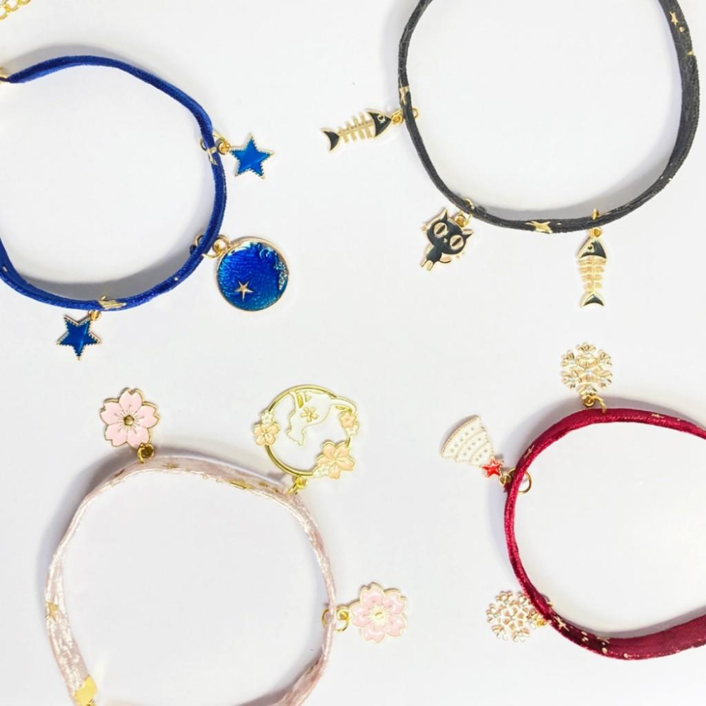 台灣現貨✅貓狗好時光 絲絨毛氈 碎花 INS風簡約 山茶花 牛仔吊墜 絲絨燙金星星 貓咪項圈-細節圖8