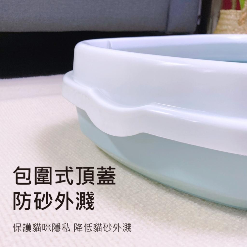 台灣現貨✅貓狗好時光 有喵病 簡約式貓砂盆 半封閉式貓砂盆 貓砂盆 貓砂 防噴濺貓砂盆 貓便盆 貓廁所-細節圖6