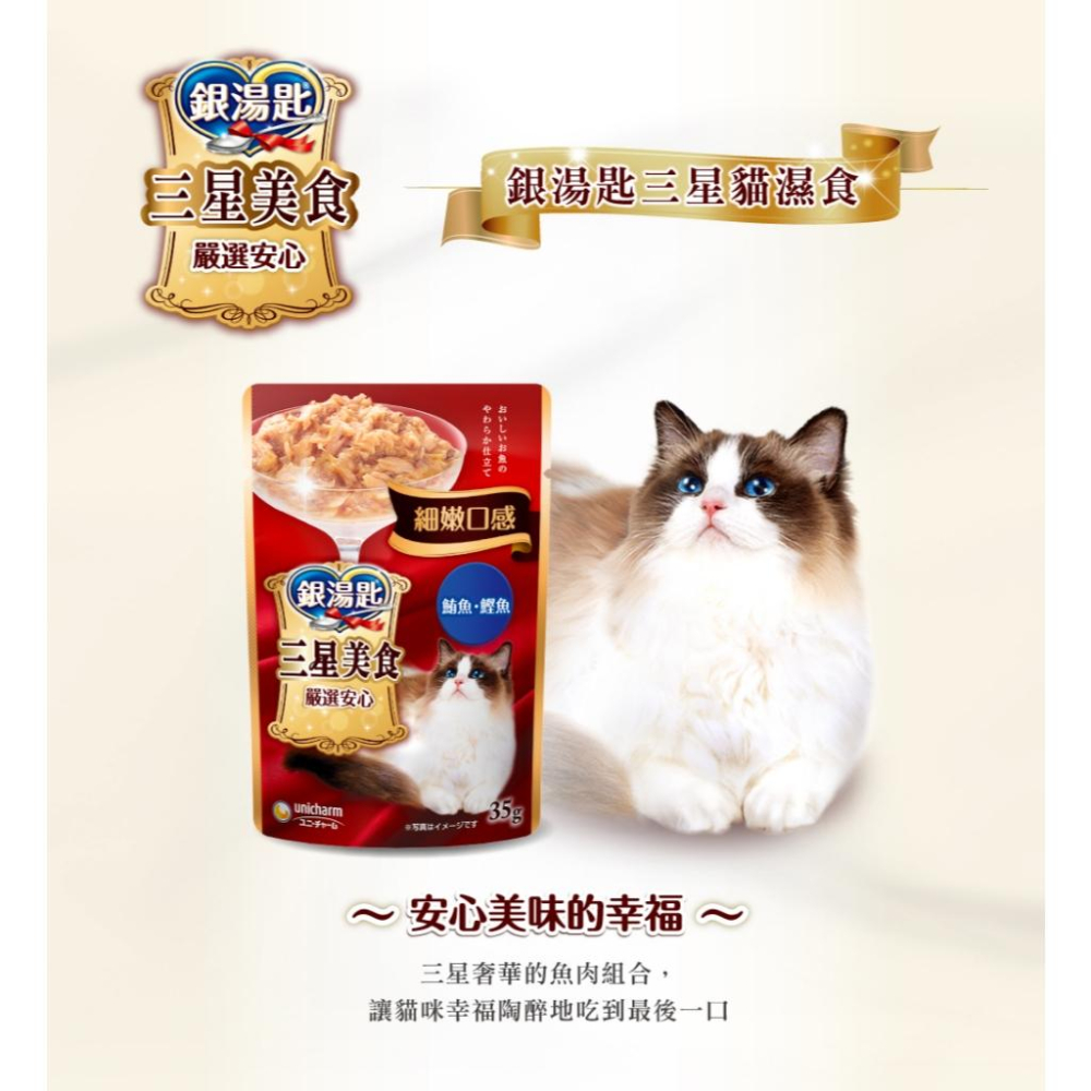 ✅貓狗好時光【Unicharm 嬌聯 銀湯匙 三星餐包】貓餐包 濃郁肉湯 肉凍口感 (35g)-細節圖5