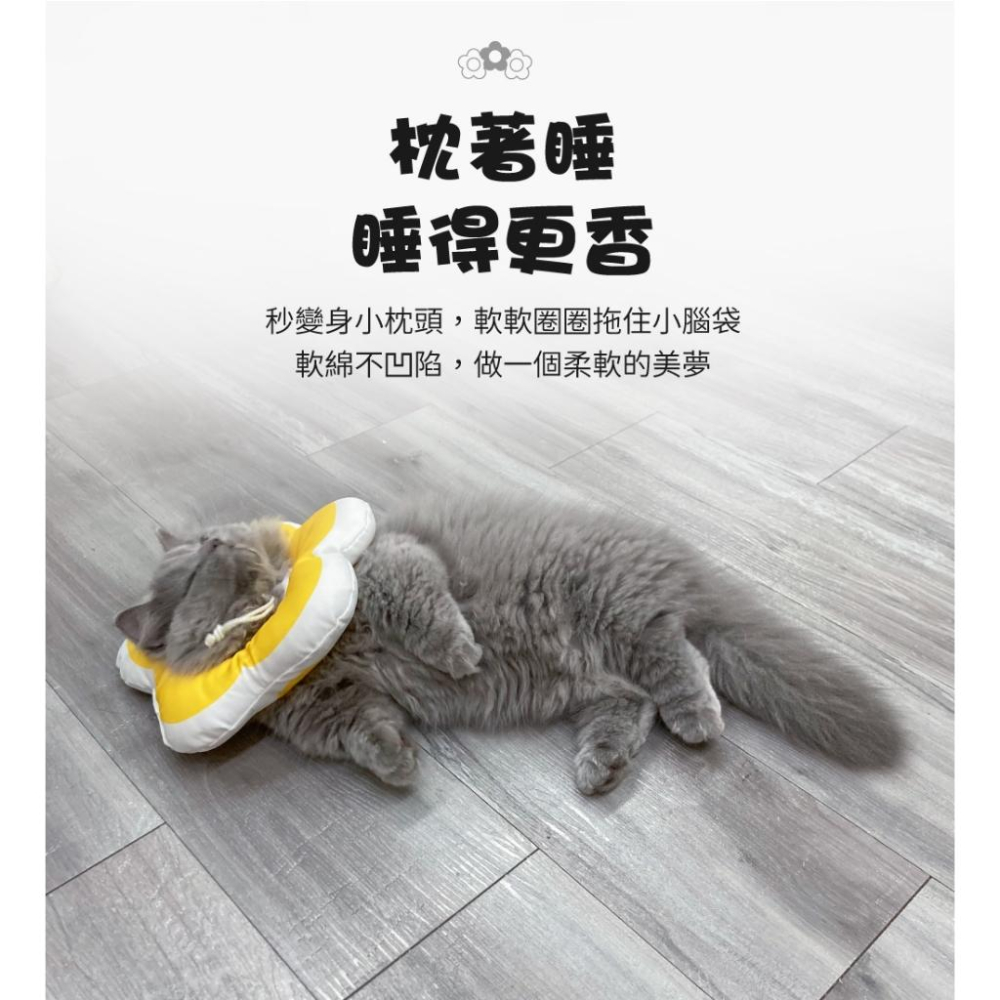台灣現貨✅貓狗好時光 造型頭套 寵物頭套 EVA防舔咬 趣味 毛絨可調節 花朵 伊莉莎白-細節圖9