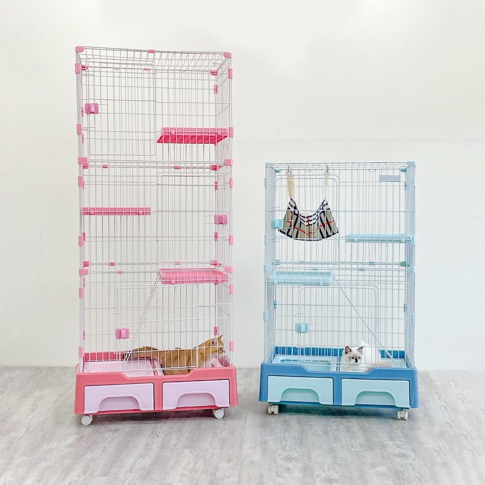 ✅貓狗好時光 有喵病 台灣現貨 抽屜式貓砂盆三層貓籠 四層貓籠 抽屜式貓砂盆貓籠 寵物籠 貓咪籠-細節圖9