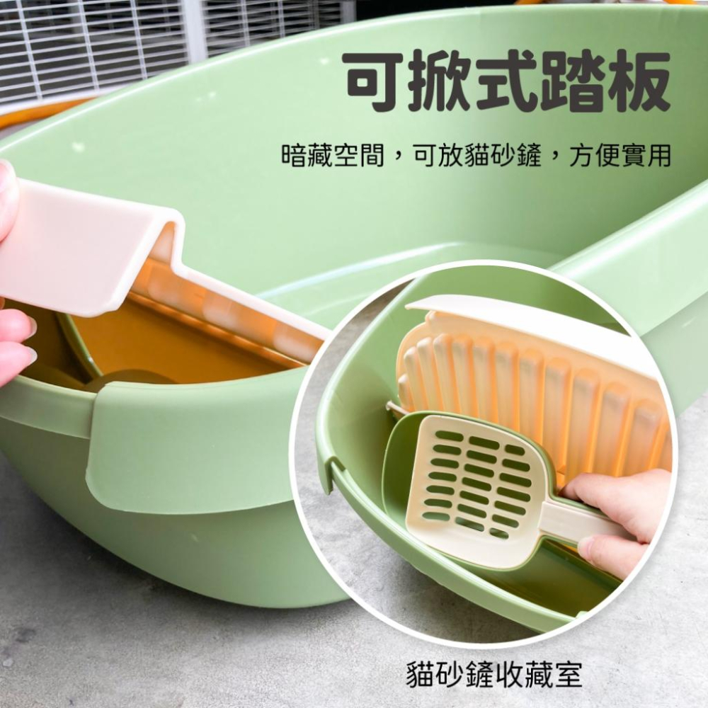 ✅貓狗好時光 有喵病 蛋形半封閉貓砂盆 貓砂盆 抽屜式 大空間 落砂踏板貓廁所 貓便盆-細節圖3