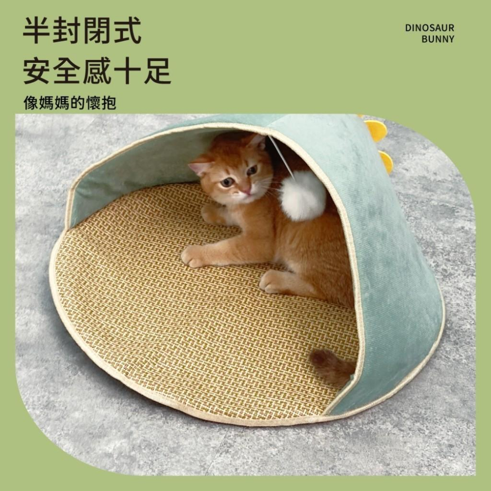台灣現貨貓狗得來速 半封閉清涼藤席貓窩 兔子恐龍 夏季 涼墊 寵物-細節圖5