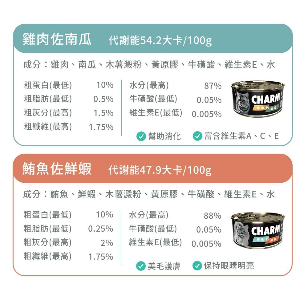 🚚貓狗得來速【CHARM 野性魅力】貓罐頭 無穀貓罐 主食罐 鮪魚罐頭 罐頭 80g-細節圖7