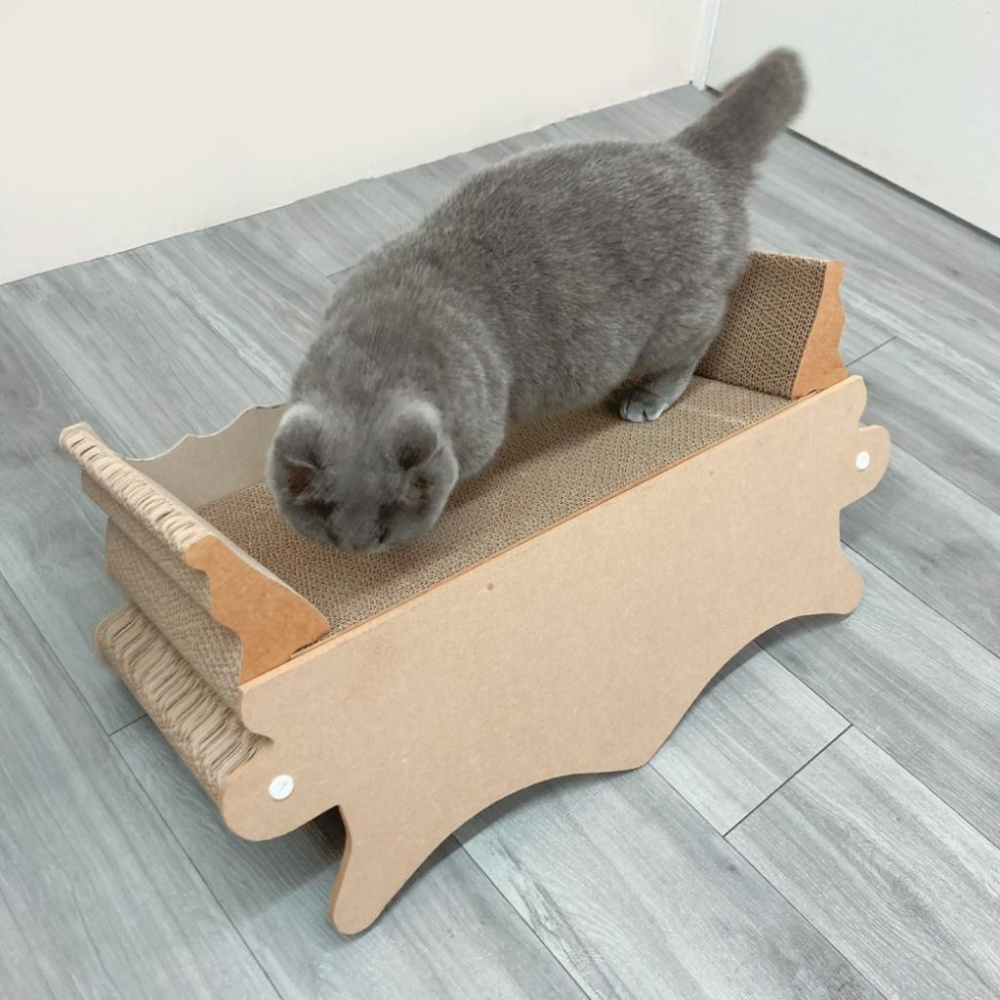 台灣現貨貓狗得來速 有喵病 復古沙發瓦楞貓抓板 貓窩 貓抓板 睡窩 貓咪沙發 躺椅貓抓板 貓躺椅-細節圖4