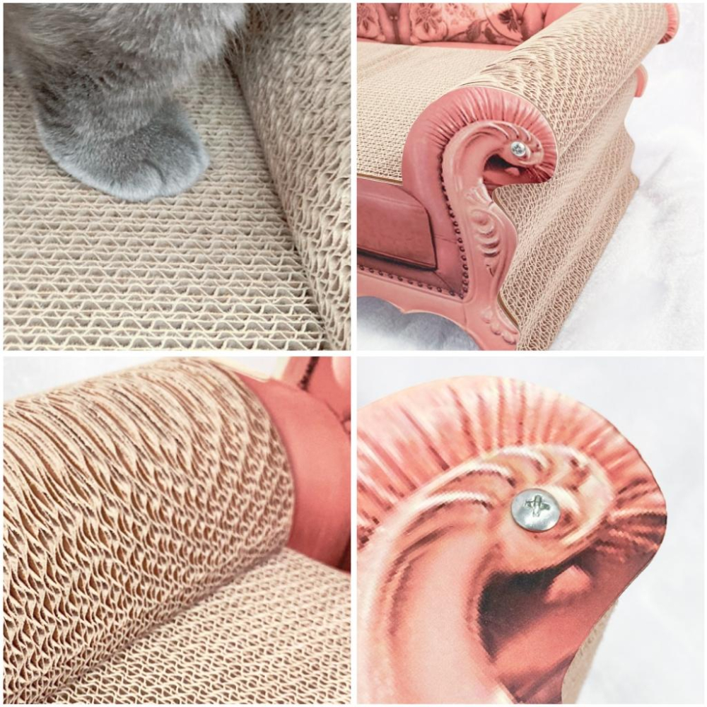 台灣現貨貓狗得來速 有喵病 復古沙發瓦楞貓抓板 貓窩 貓抓板 睡窩 貓咪沙發 躺椅貓抓板 貓躺椅-細節圖5