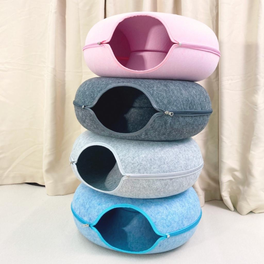 台灣現貨熊好命🧸有喵病 台灣現貨 甜甜圈貓隧道 貓咪窩 寵物玩具 輪胎貓窩 毛氈貓窩 四季通用-細節圖9