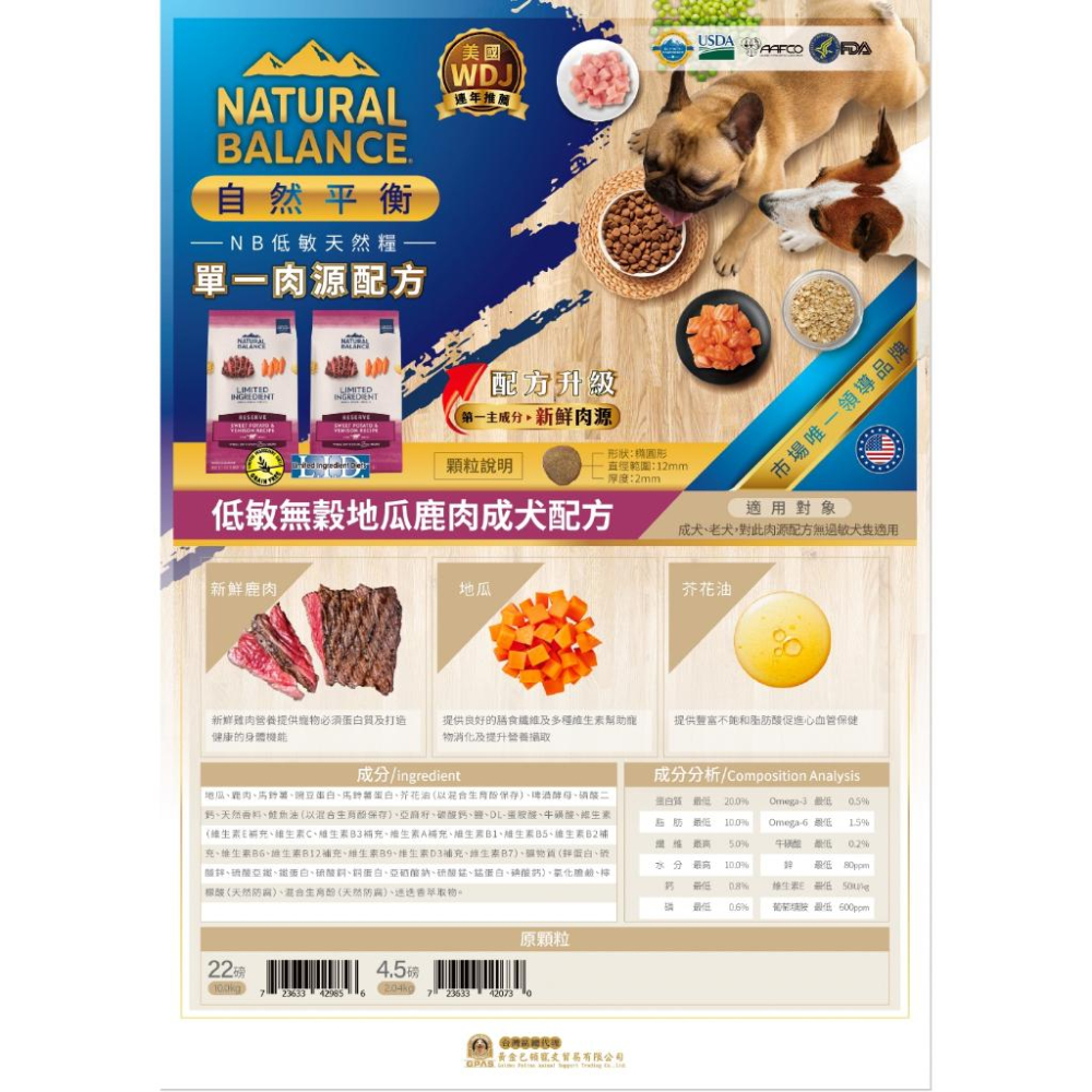 🧸熊好命【NB 天然犬糧】Natural Balance 犬糧 狗飼料 低敏無穀 成犬配方【小包裝 4磅】-細節圖8