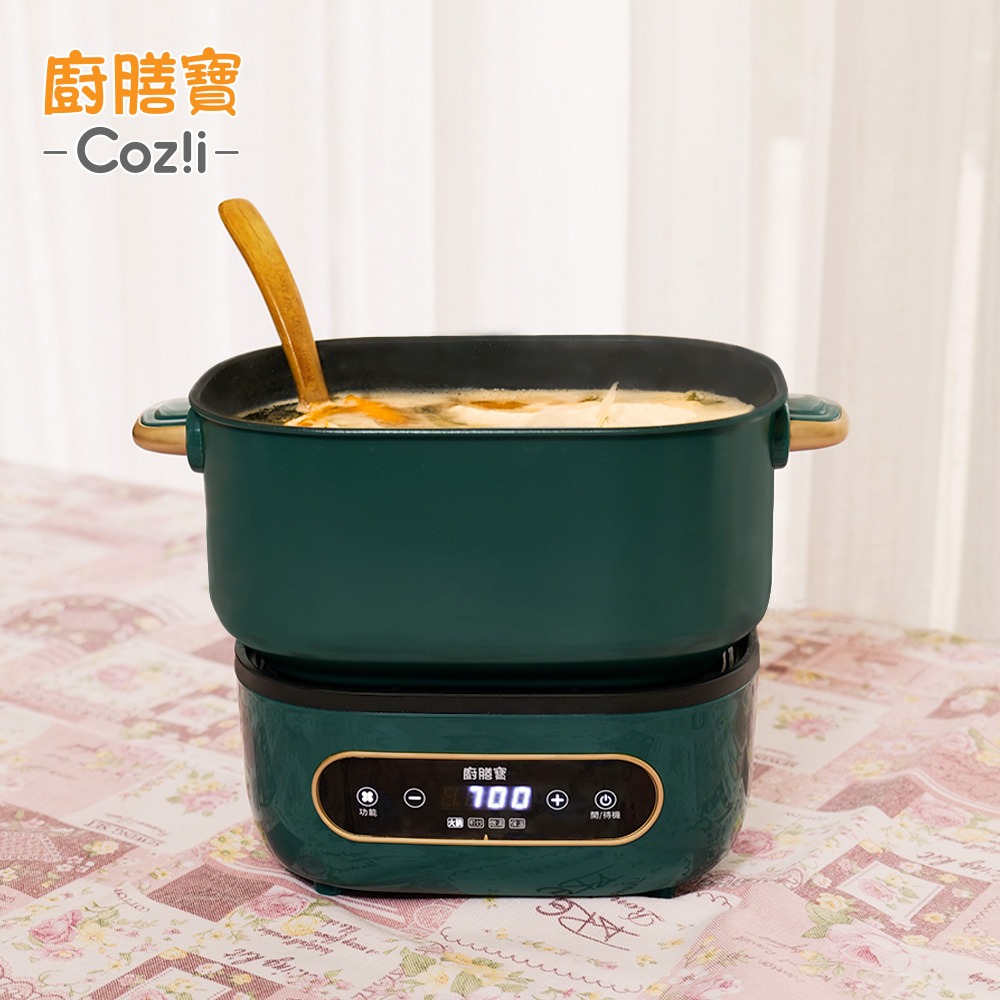 Coz!i廚膳寶 溫控多功能不沾料理鍋 豪華全配組 (象牙白/經典綠C1880)-細節圖8