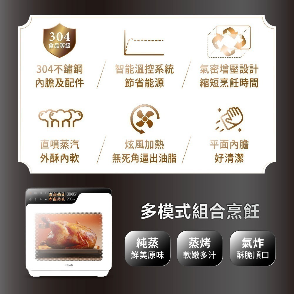 Coz!i廚膳寶 15L炙燒氣炸蒸烤爐(CO630i)-細節圖2