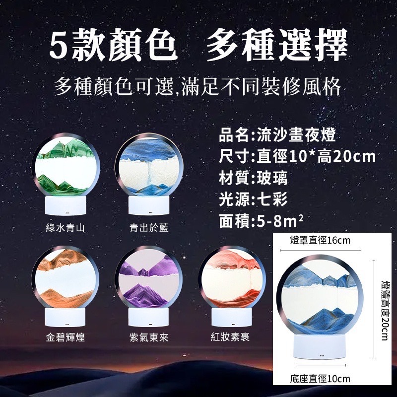 流沙畫夜燈 玻璃流沙畫 氛圍燈 3d立體 流沙畫 流動畫 山水畫 流沙擺飾 居家裝飾 沙漏小夜燈 沙畫 禮物-細節圖9