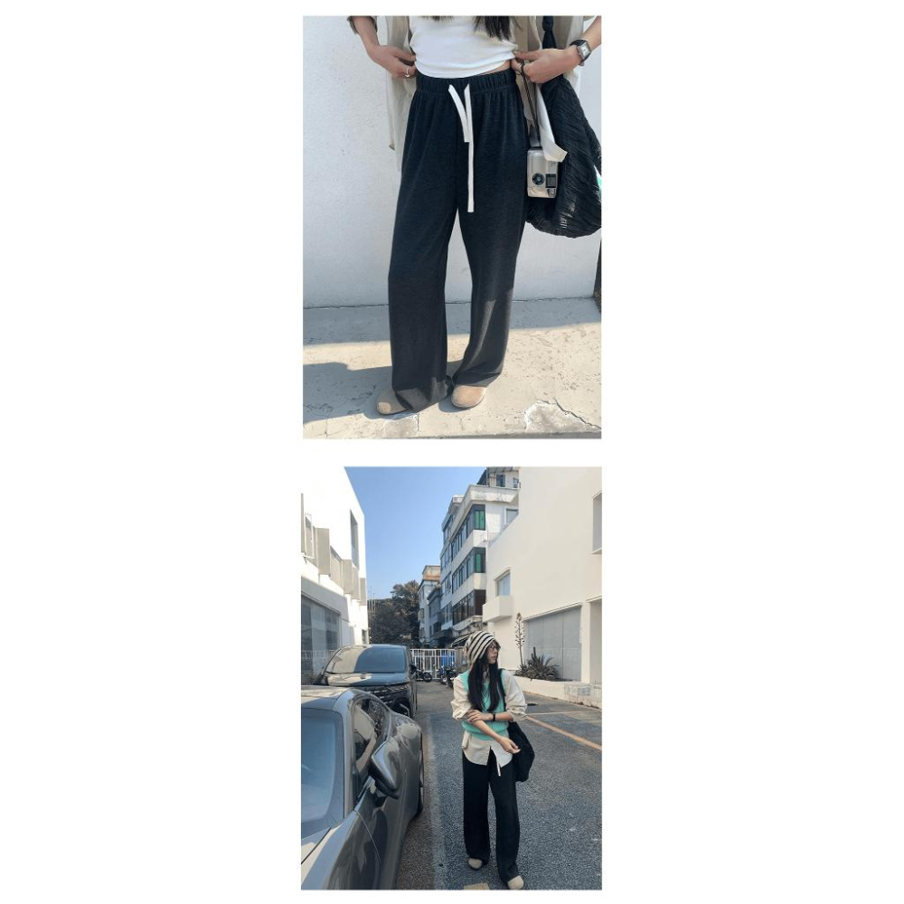 貓町選品🐯台灣現貨【H5030】實拍早春韓系簡約棉質闊腿休閒褲-細節圖8