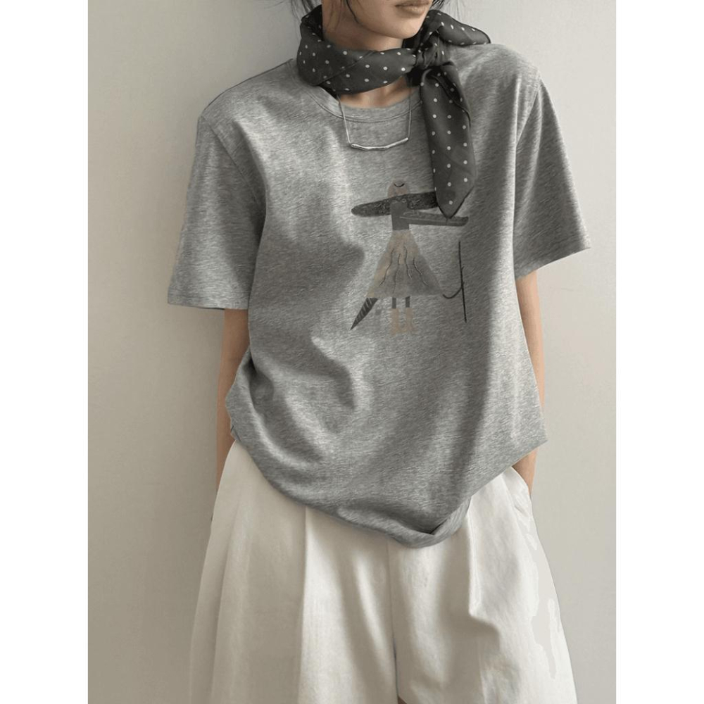 貓町選品🐯【Y20007】台灣現貨 實拍韓國夏季卡通印花短袖T恤-細節圖5