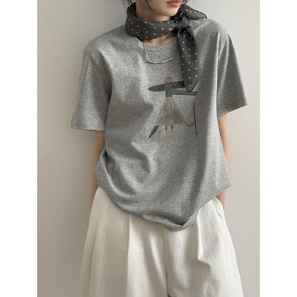 貓町選品🐯【Y20007】台灣現貨 實拍韓國夏季卡通印花短袖T恤-細節圖8