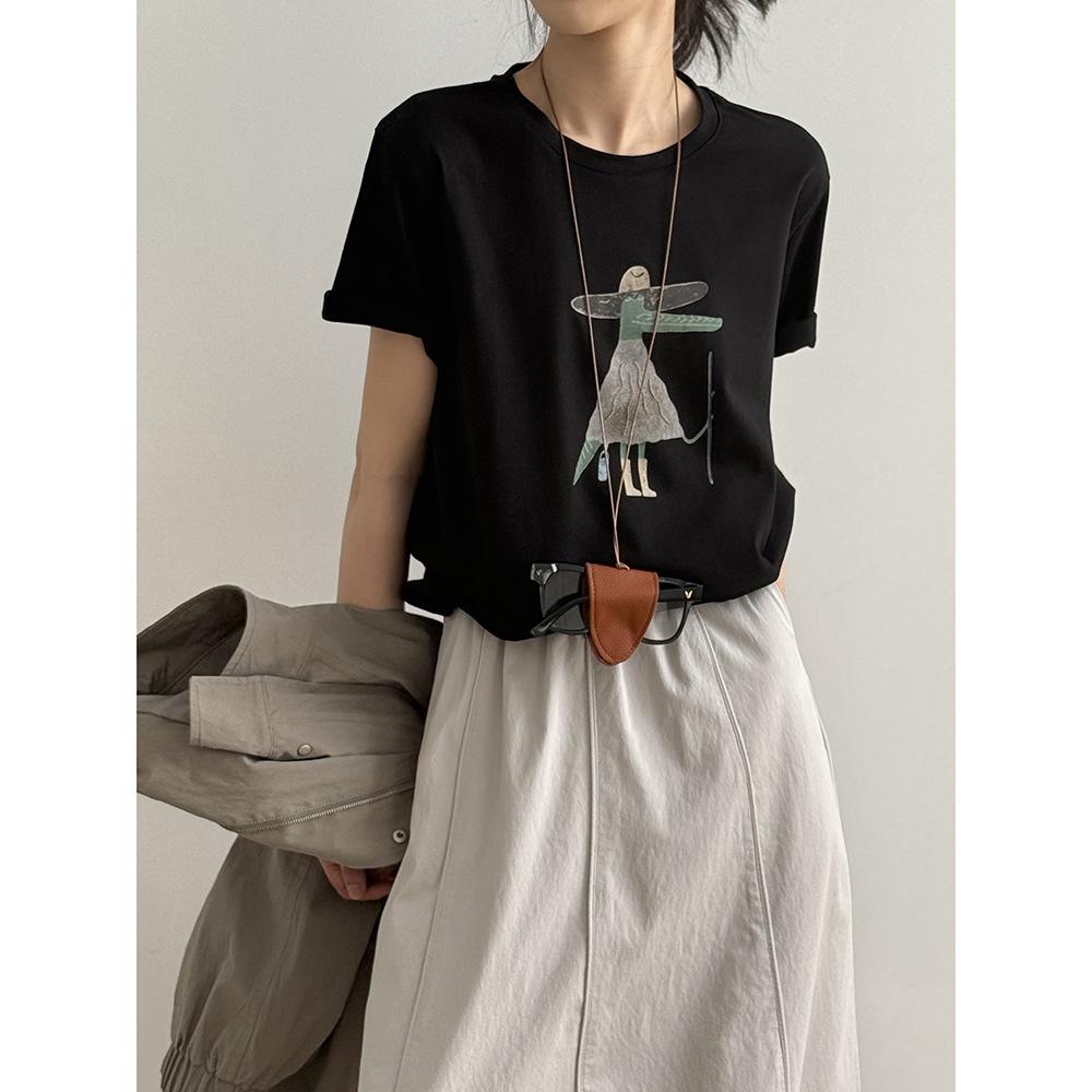 貓町選品🐯【Y20007】台灣現貨 實拍韓國夏季卡通印花短袖T恤-細節圖9