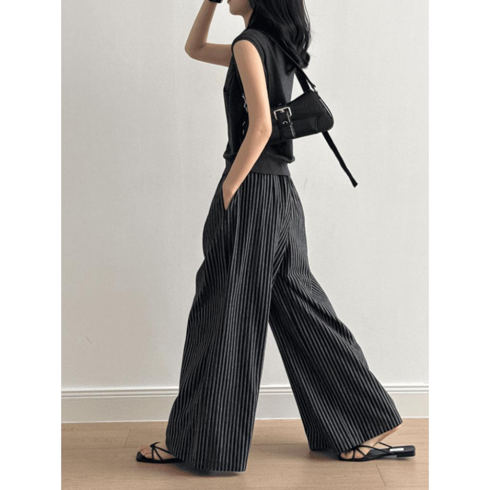 貓町選品🐯台灣現貨【Y82215】實拍春夏棉麻簡約闊腿褲-細節圖2