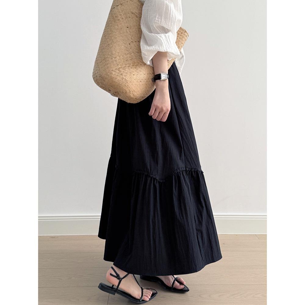 貓町選品🐯【YH8155】白色現貨 黑色預購 實拍夏季漂亮法式花邊a字傘裙-細節圖5