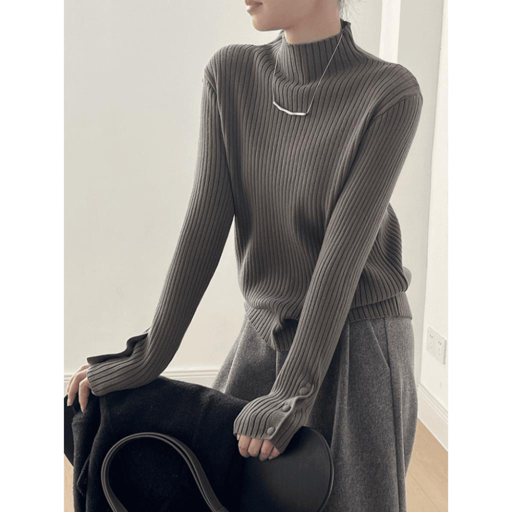 貓町選品🐯【YP1109】台灣現貨 實拍半高領軟糯寬鬆針織衫-細節圖9