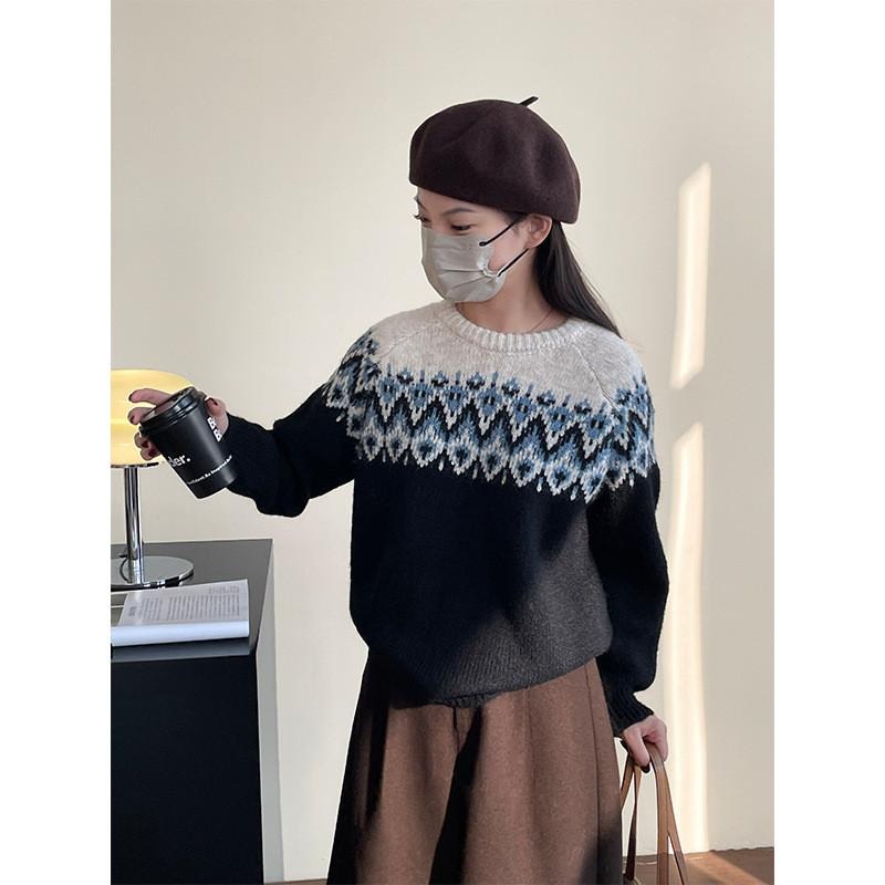 貓町選品🐯現貨 顏色一件實拍冬季柔軟提花寬鬆厚針織毛衣（8％羊毛）cimMB685-細節圖2