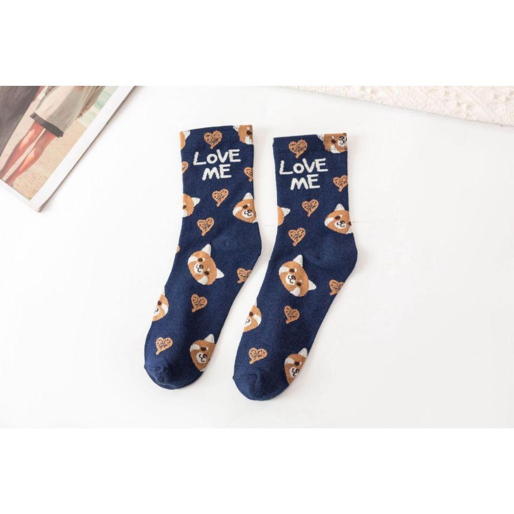 現貨 卡通 女襪 棉 中筒襪子 甜美 可愛 動物滿版 學生百搭襪子-細節圖8