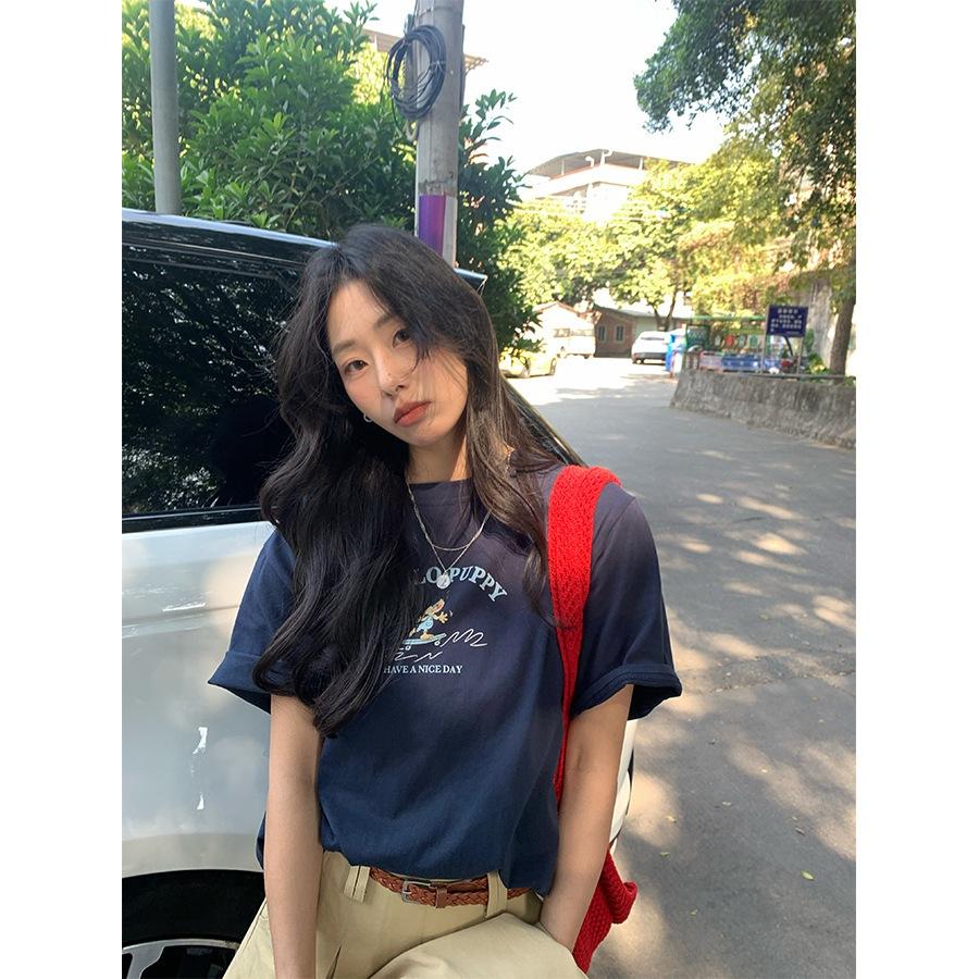 貓町選品🐯台灣現貨【H5031】實拍韓系狗狗印花棉質T恤-細節圖4