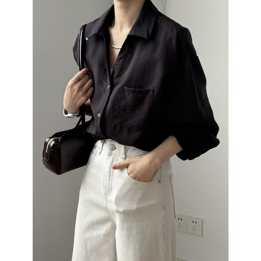 貓町選品🐯台灣現貨【Y82209】實拍韓國高單亞麻混紡天絲棉襯衫-細節圖2